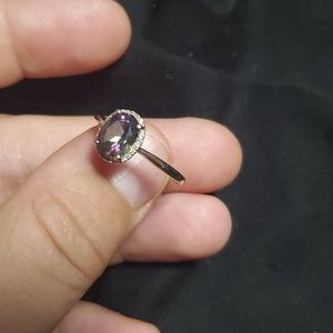 14k white gold ring mystic fire topaz